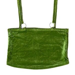 Green Velvet Crop Top